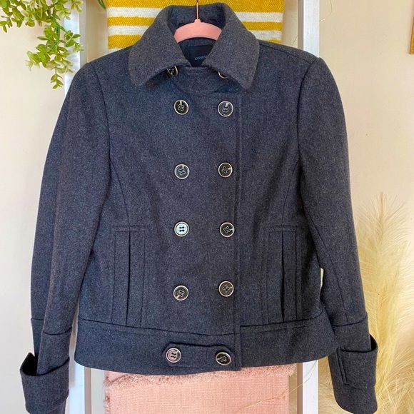 Express Grey Wool Coat - Picture 1 of 9